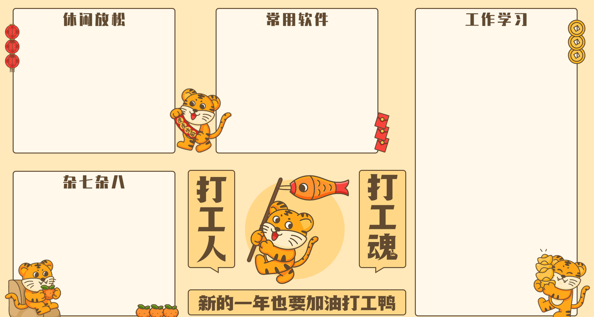 虎年 分区 打工人 功能壁纸