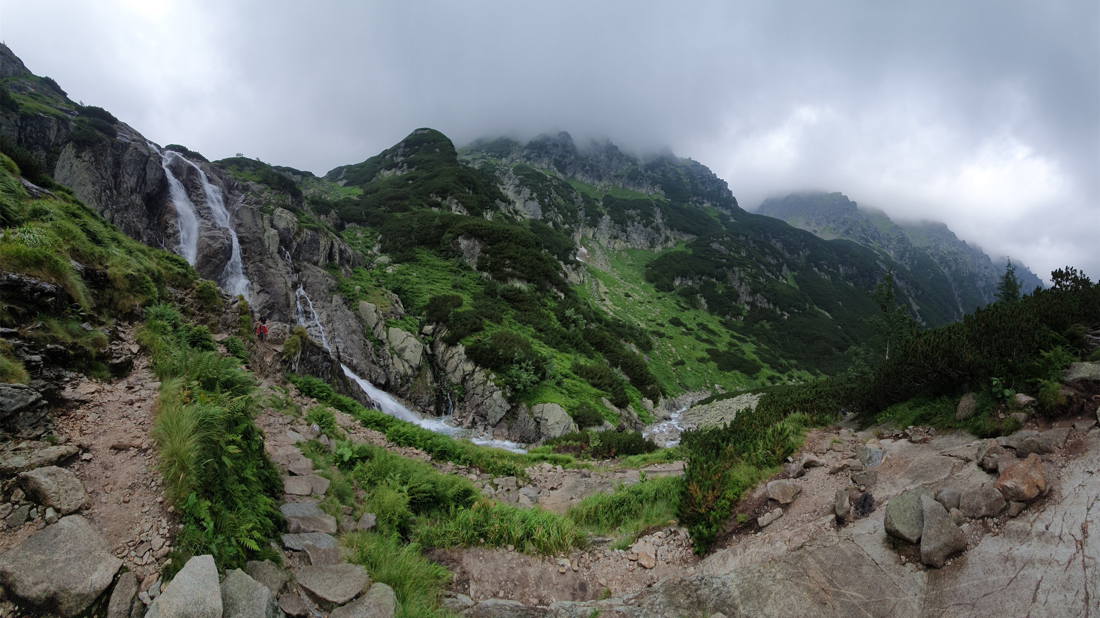 瀑布,青山,雾,4K专区