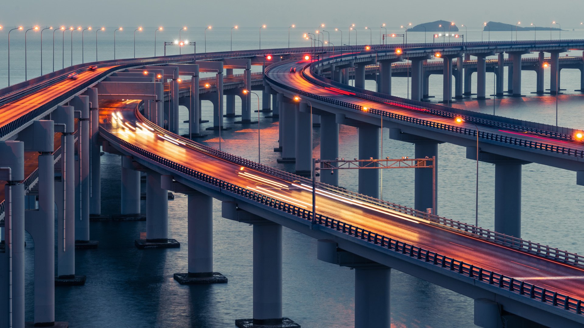 都市风采,城市夜景,立交桥,海上大桥,风景大片