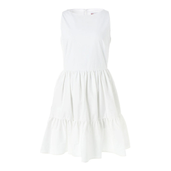 Red Valentino<em>白色</em>圆领无袖褶皱裙<em>身</em>女士甜美
