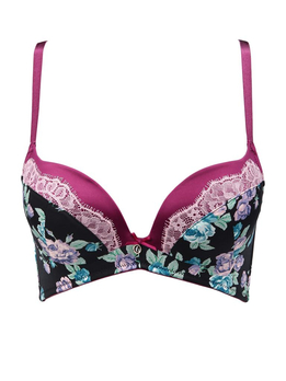 ELLE性感<em>印花</em>系列<em>文胸</em>1WD246玫瑰黑C85,1