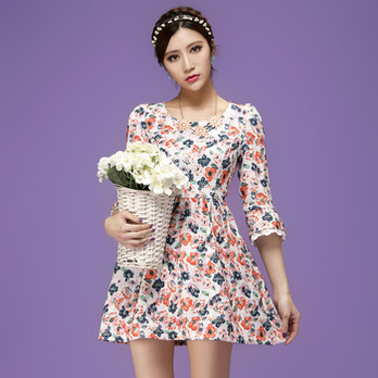 2014新款连衣裙 艾欧唯 女装新款 小香风 碎花