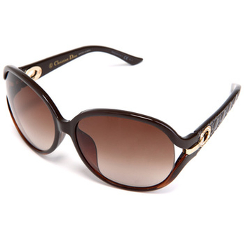 DIOR 迪奥 女款咖色框茶色镜片镶钻Logo太阳