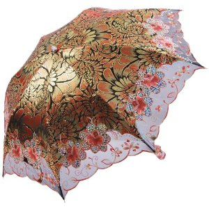 梅花伞 二折超强防紫外线刺太阳伞 刺绣睛雨伞