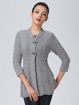 圣雪绒13Q3 100%山<em>羊绒女</em>手编中袖<em>长开衫</em>中