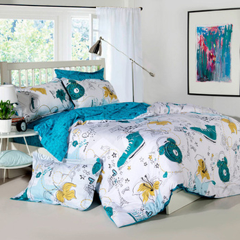 鸦日记时尚床品纯棉超大单人床单三件套1.2米