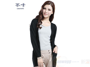 茶卡 韩版 甜美学院风 <em>镂空</em>中<em>长款</em> 针织<em>开衫</em> 21