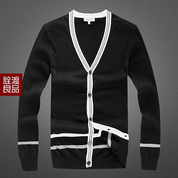 诠渡良品 春装新品 男士<em>英伦时尚开衫</em> 纯棉线衫