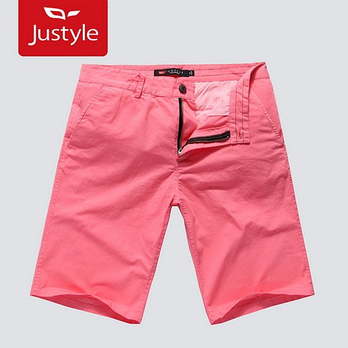 JUSTYLE 时尚简约款多彩夏日男士全棉休闲短