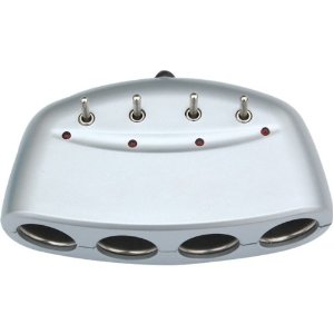 艾美洁 一拖四车载点烟器 车用转换器 4孔电源