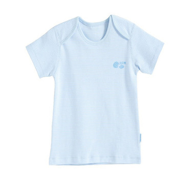 贝贝怡 夏季新品 婴儿条纹活动肩上衣3026 淡蓝
