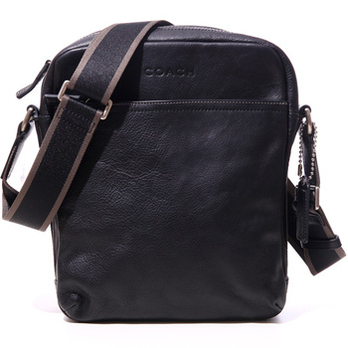 COACH 蔻驰 男款全皮黑色肩背斜挎包 70813