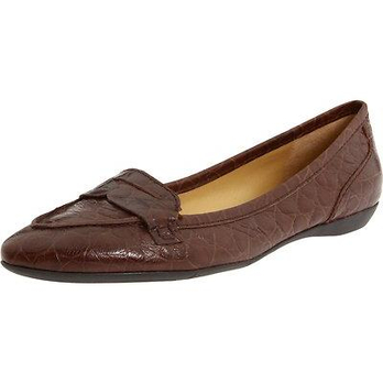 Nine West <em>女士</em> 皮革休闲<em>鳄鱼皮鞋</em> 褐色 (美国直