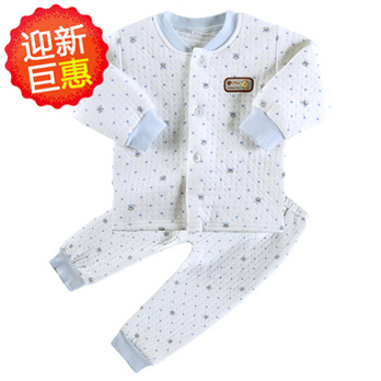 童泰 F1519宝宝对开三层保暖加厚婴儿服装 蓝