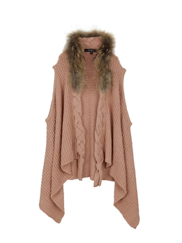 歌莉娅 新品 毛领背心<em>毛衣外套</em>29J5A020,<em>豆沙</em>