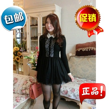 欧洲站<em>唯品会秋冬</em>款2013品牌女装蕾丝毛衣裙