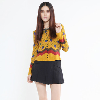 木夕羊 2013秋装新品 森女风 草莓<em>印花小开衫</em> 