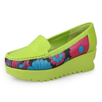 5强人女鞋2014春季新款印花时尚女平底单鞋糖