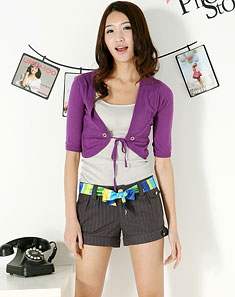 精灵<em>家族</em>短款小<em>开衫</em>-紫色 - 针织衫/女士上衣/女