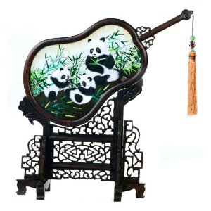 瑞和泰 苏绣宫扇摆件 苏州手工刺绣成品 双面绣