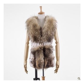 <em>芭欧</em>BOOL 绵羊皮貉子毛 真皮<em>皮草</em>女 <em>马甲</em>外套