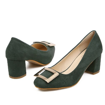 弄里人佳RV方扣鞋婚鞋百搭方头优雅粗跟中跟