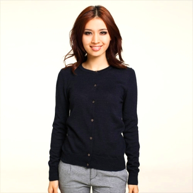 耀点100/YD100 50%羊毛<em>圆领</em>针织<em>开衫</em>毛衣外