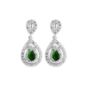 925纯银耳环女 绿宝石银耳环女 PlusMinus加简