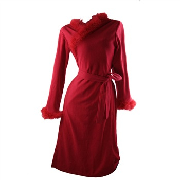 桑扶兰. 女 本命年 红色 绒面 <em>睡衣</em> 2<em>件套</em>家居服