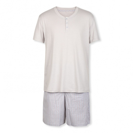 ME&CITY <em>男</em>针织<em>上衣</em>配梭织<em>短裤</em>家居<em>套装</em> - 男