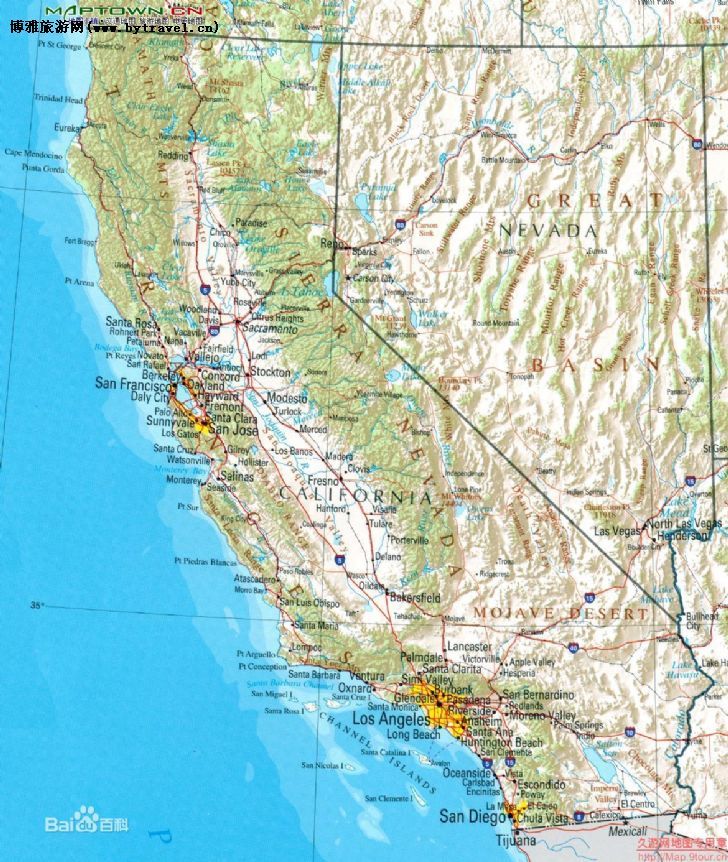美国加州地图简笔画