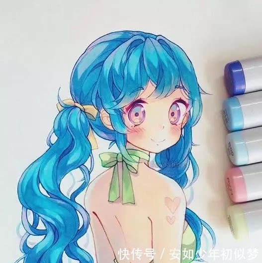 甜美可人的Q版小萝莉马克笔手绘插画,萌萌哒新