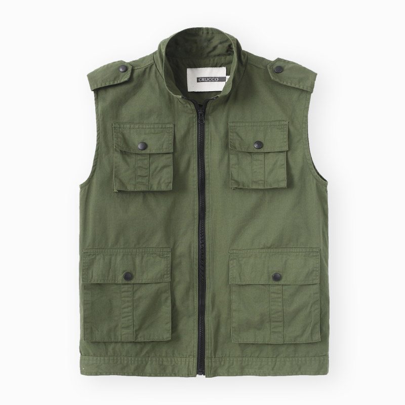 纯棉多口袋休闲马甲