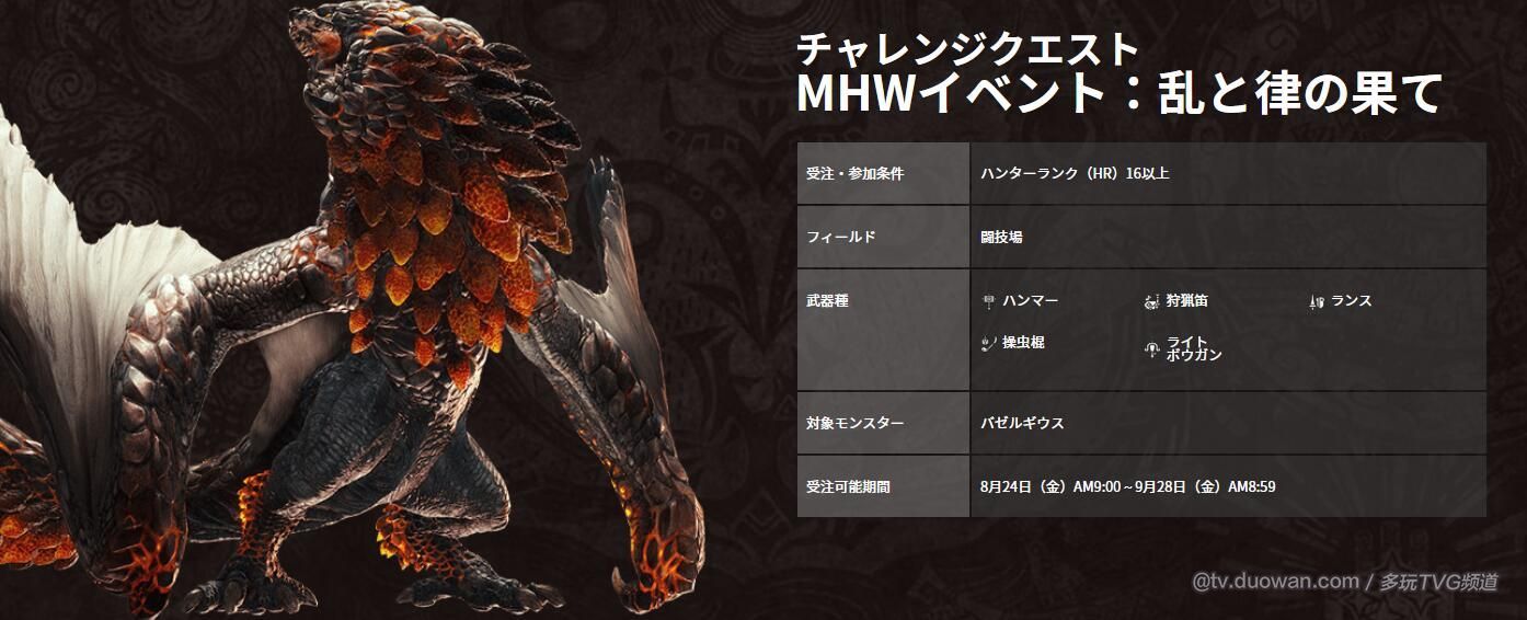 怪物猎人世界 主机版8月24日活动列表更新 360游戏管家资讯站 懂你的游戏媒体