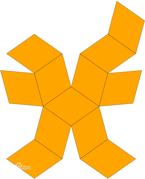 正二十面体的展开图和各个面都为菱形的12面