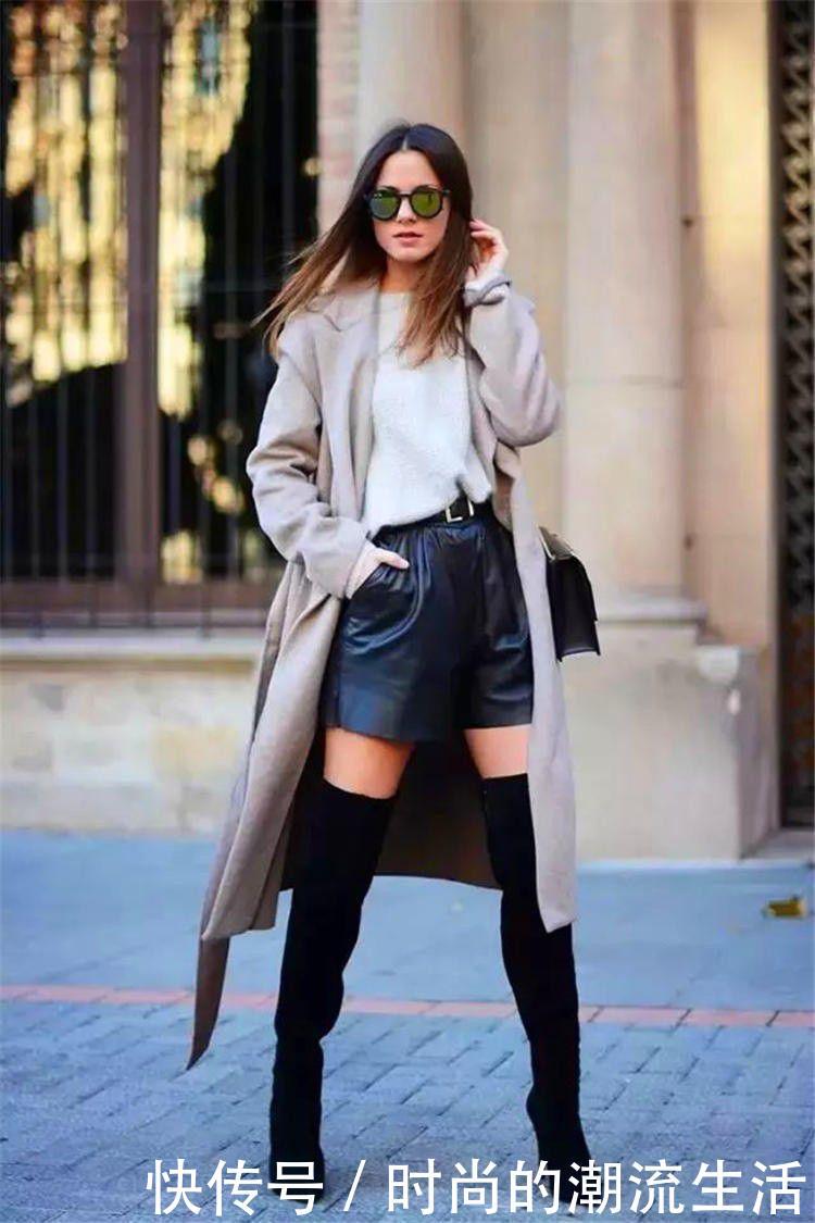 女人穿过膝靴显腿长, 但也要搭对裤子, 才能比短