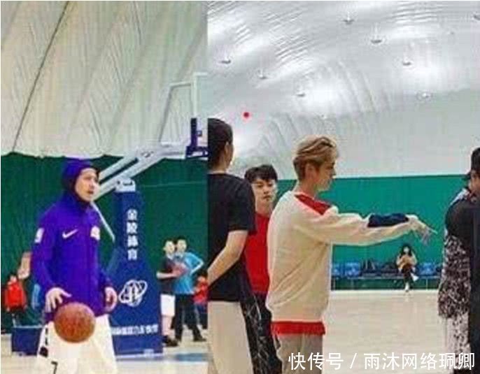 鹿晗打球换鞋,关晓彤帮忙系鞋带,安静的像小迷