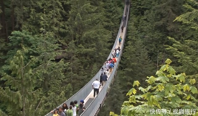 吊桥立于河谷之上，有100多年的历史，随风摇晃，看着就危险