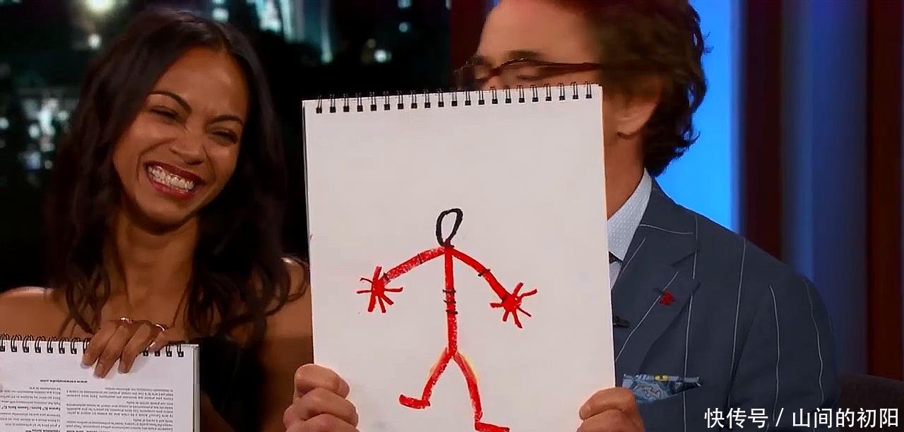 复联3演员画自己角色,卡魔拉有点搞笑,钢铁侠