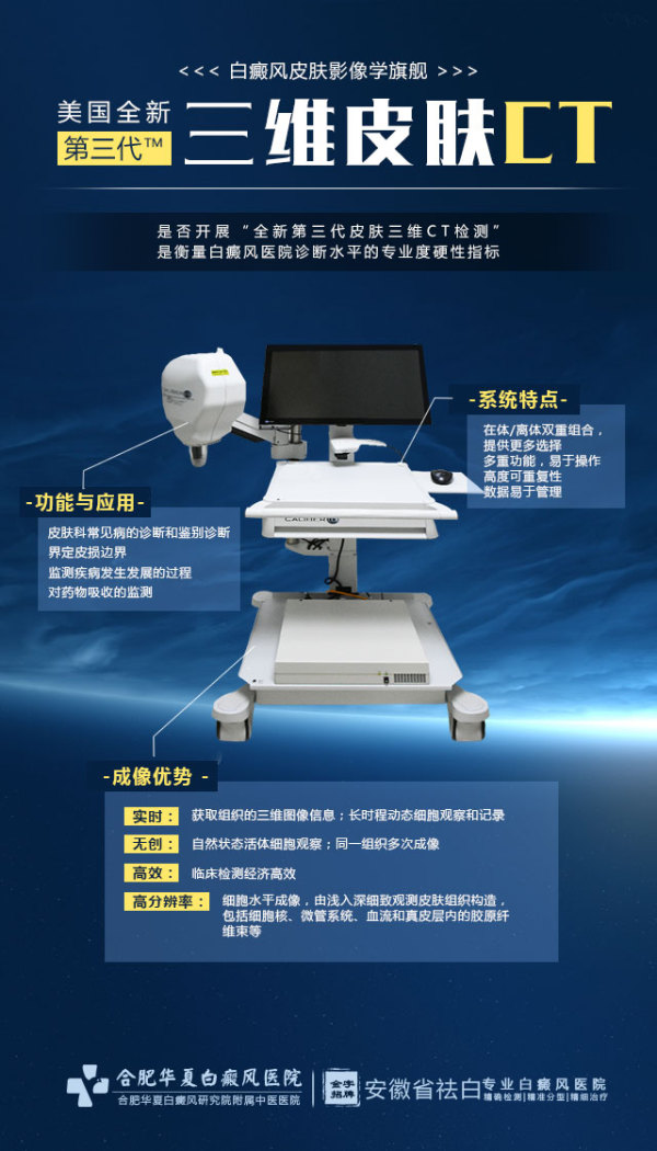 合肥华夏全新第三代皮肤三维CT，树立白癜风精准诊疗典范