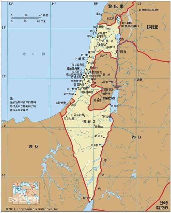 以色列在地图上的位置_360问答