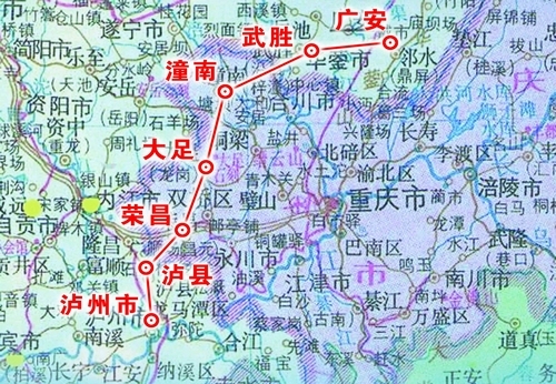 广渝泸高速公路起于四川省广安市,途径广安市广安区,广