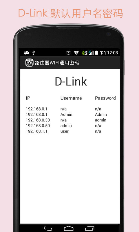 路由器通用密码截图1