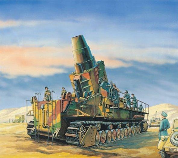 一张卡尔臼炮的彩色绘画.