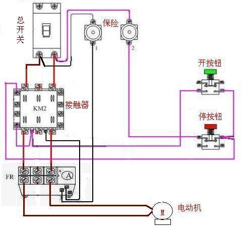 220v交流接触器热继电器水泵实物接线图_360