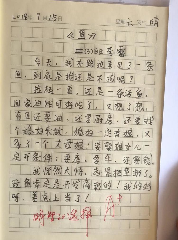 小学生老师太有,日记评语:来自外太空的你,让新塘小学天恩图片