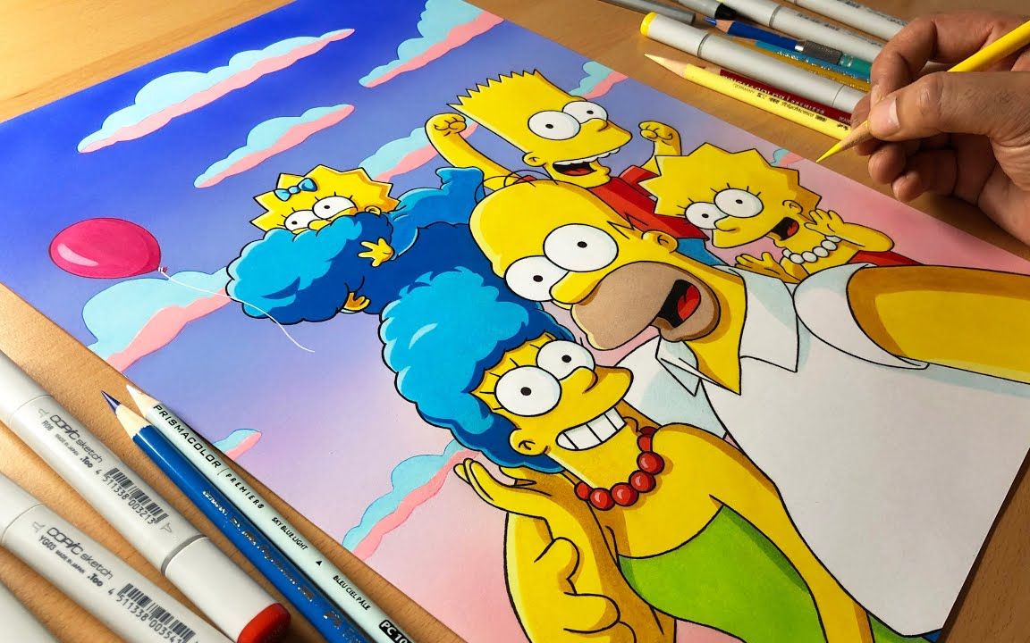 【绘画】绘制辛普森一家全家福 | the simpsons artwork