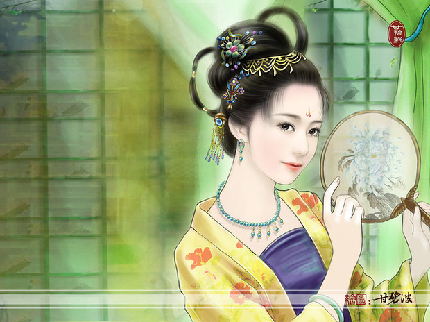求古代美女丹青图图片