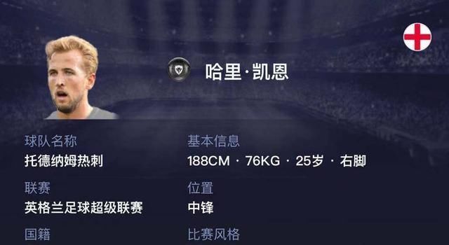 实况足球:一脚命中率最高的中锋凯恩介绍,这样