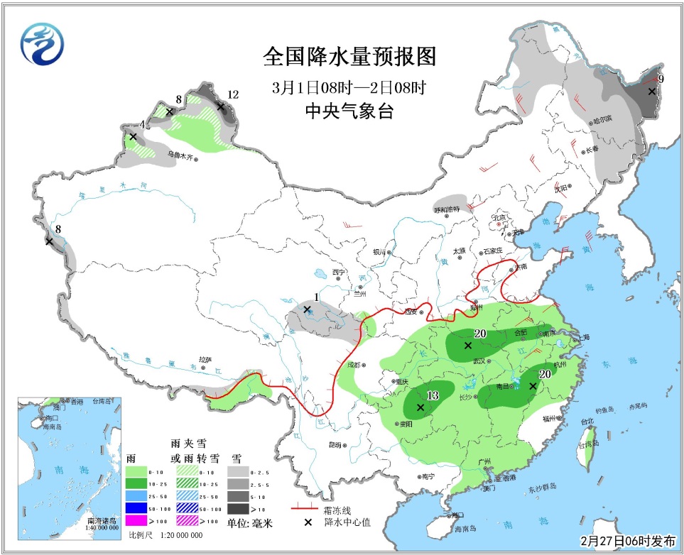 02月27日:未来三天全国天气预报